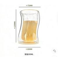 Nouvelle conception de tasse en verre à double paroi, résistante à la chaleur, pour l'eau, le café, le lait