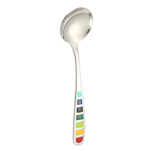Stainless Steel Rainbow Enamel Spoon Round Head <b>Dessert</b> Spoon Household Eating Spoon Cooking Spoon - Product Image 5