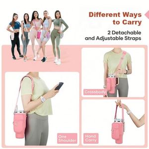 Sac de transport pour bouteille d'eau recyclable, sac isotherme personnalisé en néoprène pour bouteille d'eau avec bretelles réglables - Product Image 4