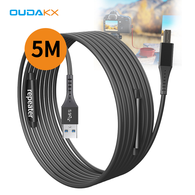 Factory 5M USB B 3.0 Extension Cable USB a to Type B 3.0 5Gbps Active Repeater Data Transfer Cord for Printer Smart Home Device