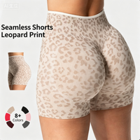 Shorts Deportivos de Cintura Alta con Control de Abdomen, Elásticos, con Estampado de Leopardo, para Yoga, Gimnasio, Uso Diario, Transpirables, para Mujer