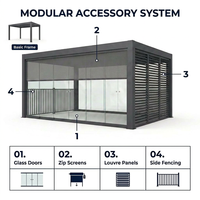 Pergola en aluminium robuste 6063 T6 avec toit à lames orientables, imperméable et pare-soleil, pour jardin