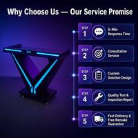 Table de DJ triangulaire inversée en fer forgé de 1,2 m avec logo personnalisé, podium de scène de boîte de nuit à LED RGB, avec roues silencieuses, vente directe usine