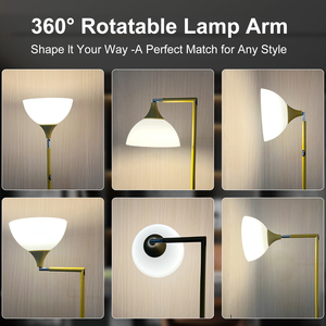 360 Adjustable Modern LED Office Floor <b>Lamp</b> <b>Remote</b> <b>Controlled</b> Dimmable Light Sturdy Lampshade Bulb Replaceable Firm Base - Product Image 5