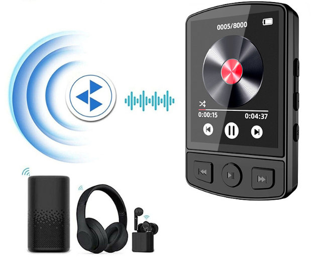 Mini Mp3 Player with BT, Portable Music Player Built-in TF Card Slot and HD Speaker Full-Touch Screen Mp3 Mp4 Player