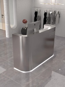 Bancone Reception Personalizzato in Acciaio Inox, Piccolo <span class=keywords><strong>Banco</strong></span> <span class=keywords><strong>Cassa</strong></span> per Negozi, <span class=keywords><strong>Bar</strong></span>, Saloni di Bellezza e Barbieri - Product Image 4
