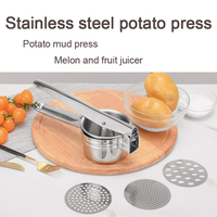 2026 Fruit- en groentegereedschap Knoflookpers Aangepaste aardappelstamper Puree pers Roestvrijstalen knoflookpers