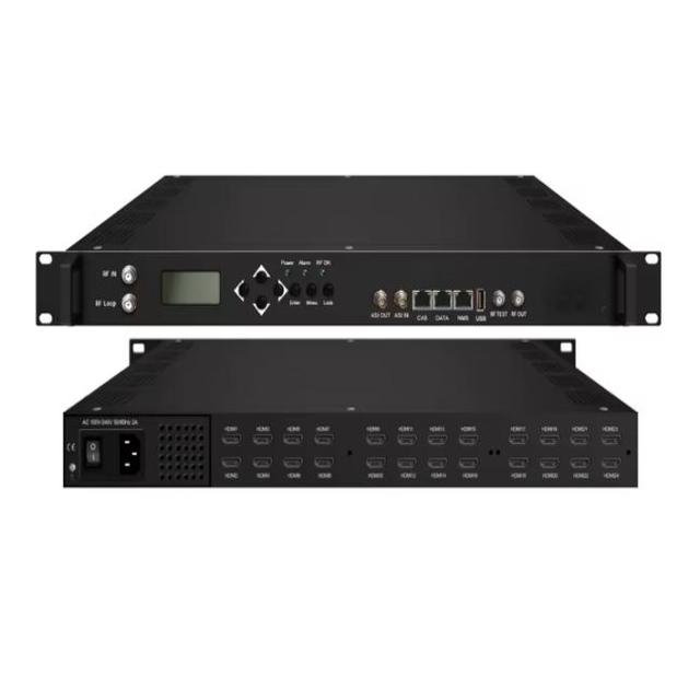 HDB2400ASI-24-Channel H264 Modulator IP ASI RF DVB-T DVB-C ATSC ISDBT 16 Carrier Cable Front End HDTV Encoder FTTH
