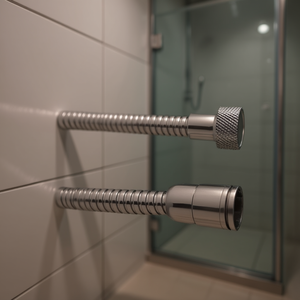 Tuyau de douche 125 cm chromé à double sertissage avec arrêt de sécurité pour plomberie - Product Image 3