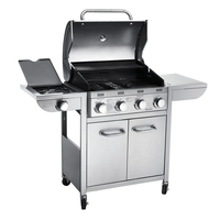 Gril de BBQ de gaz de brûleur de l'acier inoxydable 4 approuvé de la CE avec des grils de fonte et la finition enduite de poudre de plaque chauffante