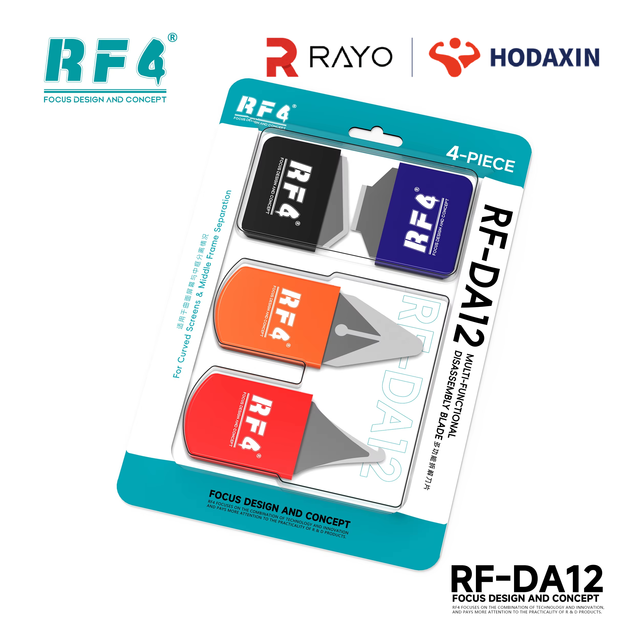 RF4 DA12 4 Pieces Set Ultra-Thin Multi-Function Disassembly Blade Phone Repair Tool Kit Screen Separation IC Removal Glue Clean