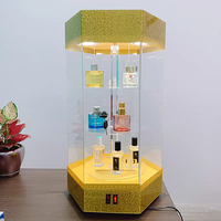 Vitrine Présentoir Rotatif en Acrylique avec Éclairage LED pour Parfums Cosmétiques Lunettes de Soleil