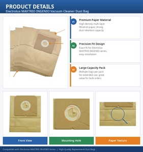 Bolsa de Papel para Polvo Electrolux MAXTRIO INGENIO Personalizada, Manual, de Alta Eficiencia, Ecológica, Repuesto, Accesorio - Product Image 2