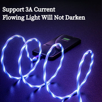 Câble de charge USB lumineux à LED 1M en PVC souple 15W Chargeur rapide en cuivre pur pour téléphone et écouteurs