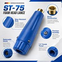 Lance à mousse ST-75 350 bars avec buse en laiton femelle 1/4 pouce pour nettoyeur haute pression, idéale pour le nettoyage de voitures et des installations alimentaires