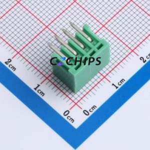 MX2EDGRC-2.54-04P-GN01-Cu-A Plug-in Terminal Block Bent Lead Through Hole,P=2.54mm Board-to-Board / Socket - Closed 1x4P 2.54mm - Product Image 2