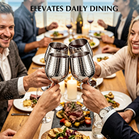 Gobelets en acier inoxydable 18oz, verre à vin de luxe or rose avec finition brossée, articles de bar élégants pour mariages, incassables, pour l'extérieur