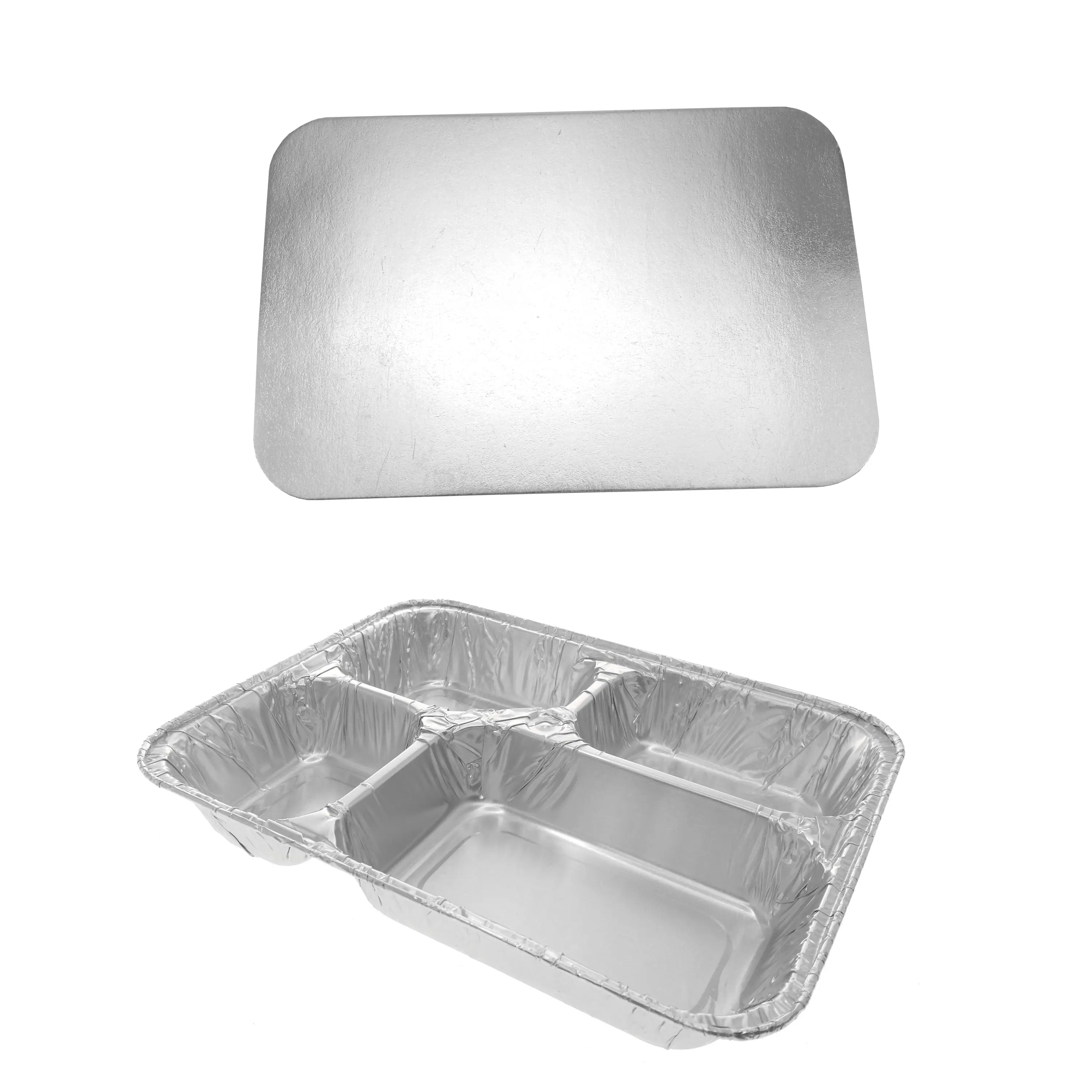 4 compartment 1000ml food container restaurant packaging Rectangular takeaway disposable food container aluminum