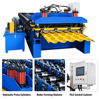 Machine de formage de tuiles en acier coloré avec pompe à moteur, boîte de vitesses et contrôle PLC pour usage en toiture