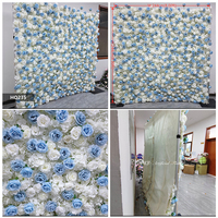 Mur de fleurs artificielles DKB en soie, roses blanches et feuilles vertes, pour décoration de mariage