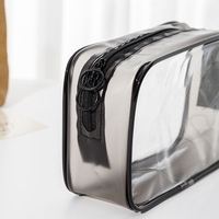 Pochettes de toilette de voyage cosmétiques transparentes en PVC avec logo personnalisé pochette à fermeture éclair transparente étanche et durable trousse de maquillage portable