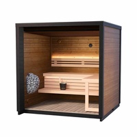 Sauna de Vapor Húmedo Moderna Personalizada para Exteriores, de Leña, para 4 Personas, con Ducha, Control por Computadora, Ventanas Transom, 6KW