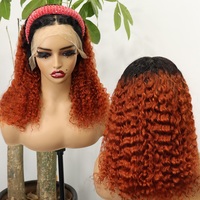 Perruques courtes bouclées en cheveux indiens avec dentelle respirante 13x4, pré-épilées, pour femmes, couleur 99J, en cheveux humains