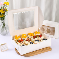 Vente en gros Boîte d'emballage pour cupcake blanche 2/4/6/12 trous Boîte à muffins en papier kraft avec fenêtre Boîte à gâteaux