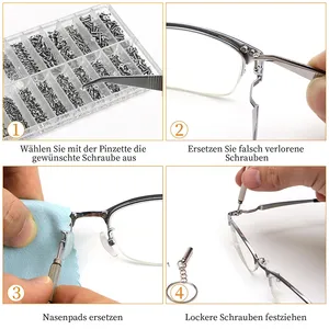 1200 pièces Kit de réparation de <span class=keywords><strong>lunettes</strong></span> <span class=keywords><strong>vis</strong></span> avec pince à épiler tournevis minuscules mini <span class=keywords><strong>vis</strong></span> écrous assortiment Kit attaches - Product Image 4