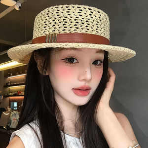 <span class=keywords><strong>Chapeau</strong></span> Fedora Décontracté pour <span class=keywords><strong>Homme</strong></span>, Style Jazz, en Paille Tressée Personnalisée, à Calotte Plate, Protection Solaire, Style Rétro Français, pour Plage et Bord de Mer, Idéal Été - Product Image 4