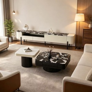 ตู้วางทีวีสีดำขาวทันสมัยพร้อมลิ้นชักเก็บของสำหรับห้องนั่งเล่น - Product Image 2
