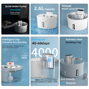 Dispensador <span class=keywords><strong>de</strong></span> Agua Automático para <span class=keywords><strong>Mascotas</strong></span>, Acero Inoxidable, Recargable, Capacidad <span class=keywords><strong>de</strong></span> 2.6L, Filtración <span class=keywords><strong>de</strong></span> 4 Capas, Apagado Automático, Previene la Quema en Seco - Product Image 2