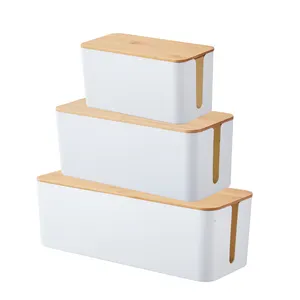 Wooden Cover Power Cord Storage Box Plastic PS Cable Management Organizer Power Strip Organizer Conceal Store Power Charger