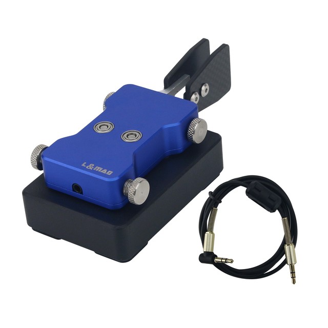 Blue/Red Double-Paddle Automatic CW Key 3.5mm Shortwave Radio Morse Code Key Telegraph Training Key
