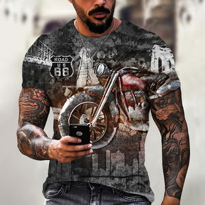 T-Shirt da uomo estiva da uomo oversize da uomo da uomo con stampa 3d T-Shirt classica a manica corta stile retrò Top Route 66 - Product Image 6