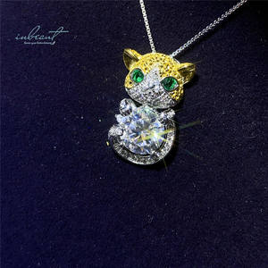 Siver 925 <span class=keywords><strong>Original</strong></span> 2 ct Brillant Coupe Diamant Test Passé D Couleur Moissanite Petit Tigre Pendentif Collier pour Femmes Fine Jewelry - Product Image 3