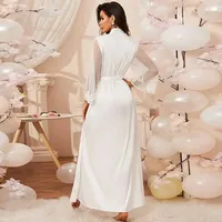 Nouvelles Robes de Mariée en Soie Satinée avec Dentelle, Vente en Gros, Robes de Nuit de Luxe à Décolleté Profond pour Femme