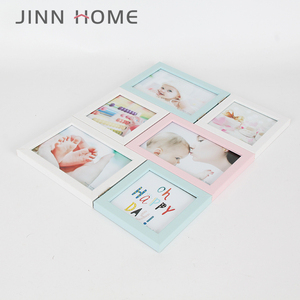 4x6 hình ảnh khung cắt dán MDF mở với 9 hiển thị sáu hình ảnh màu hồng màu xanh Tường Gắn bé quà tặng - Product Image 2