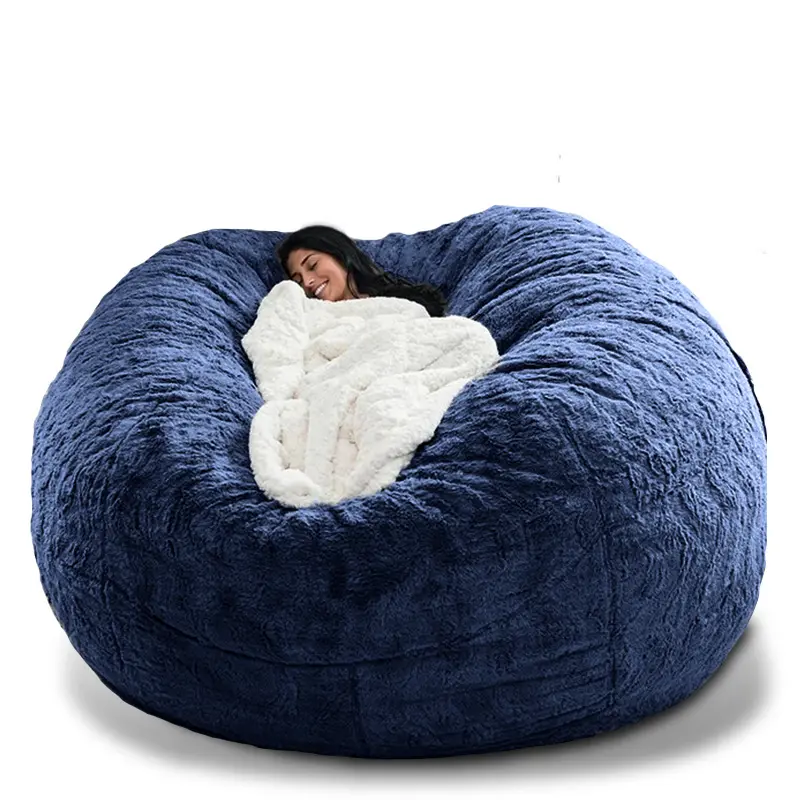 Sacco di fagioli Extra Large Love Sack divano letto 7ft sedia da soggiorno riempita di schiuma divano gigante in pelliccia sintetica cum Bed Bean Bag chair