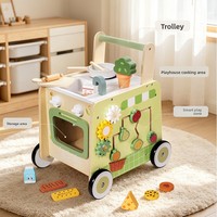 Chariot de cuisine en bois écologique 2-en-1 pour bébés, trotteur et chariot de jeu pour tout-petits, jouet d'éveil en gros