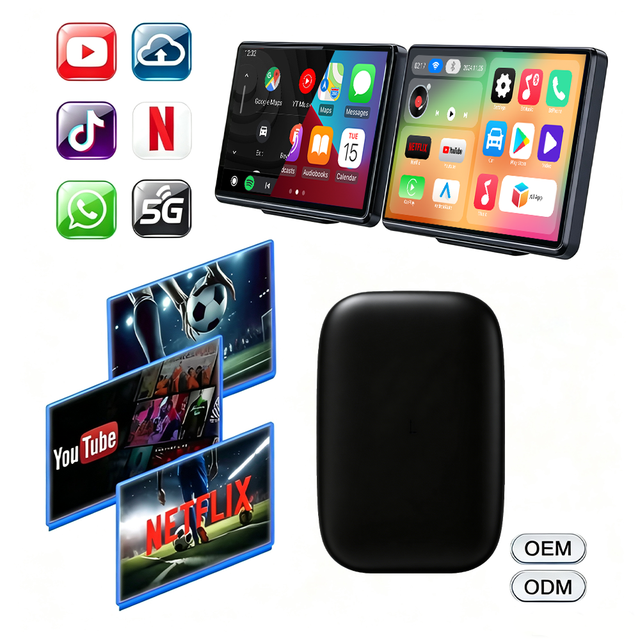 Wireless CarPlay AI Box Android 15 System 2GB+16GB Built-in Netflix & YouTube Plug&Play Screen Mirroring for TF Card Expansion