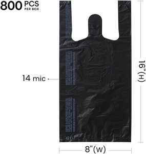 Sacs en HDPE noir pour T-shirts avec poignées longues, sérigraphiés, 8x4x16, emballage en vrac, fabriqués en Chine - Product Image 1