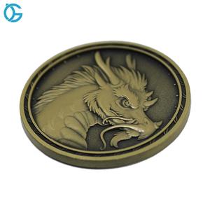China dragón 3D latón antiguo de Metal Chellenge moneda para recuerdo - Product Image 5