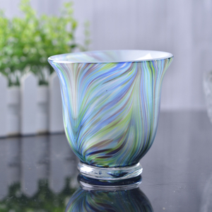 Vasi in Vetro di <span class=keywords><strong>Murano</strong></span> Soffiati a Mano Colorati per Decorazioni Domestiche, Vasi di Lusso con Strisce Verticali Colorate per Matrimoni - Product Image 1