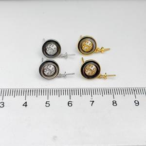 DIY <b>Pearl</b> Accessories S925 <b>Silver</b> Empty Stand with 9-13mm Round Beads 22373DIY Black Fashion <b>Earrings</b> - Product Image 3