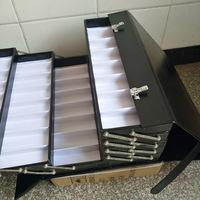 Lujo 80PCs PU Marco óptico Maleta Gafas Caja plegable Gafas portátiles Vitrinas con cerradura codificada