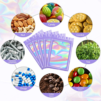 Sacs en Mylar refermables, sacs d'emballage holographiques violets, sacs pour bijoux, bonbons, échantillons, friandises, cadeaux de fête, sacs pour petites entreprises