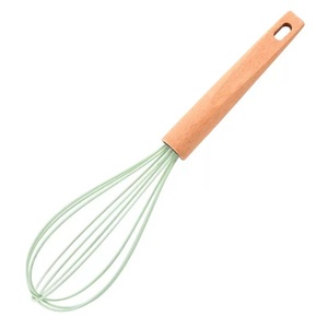 Fouet à œufs multifonctionnel en silicone de qualité alimentaire avec manche en bois, outils de cuisine, mélangeur manuel pour la pâtisserie - Grande Vente - Product Image 5