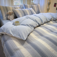 Parure de lit de luxe minimaliste en pur coton, adaptée aux nourrissons, douce et respirante, housse de couette et drap-housse, ensembles de literie haut de gamme