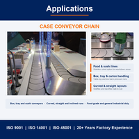 Vervangende 1400TAB Case Conveyor Chain Sideflex Radius 450 mm voor depalleteringslijn en luchthavenbagagehandling